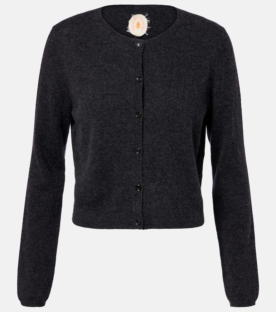 Cropped wool and cashmere cardigan