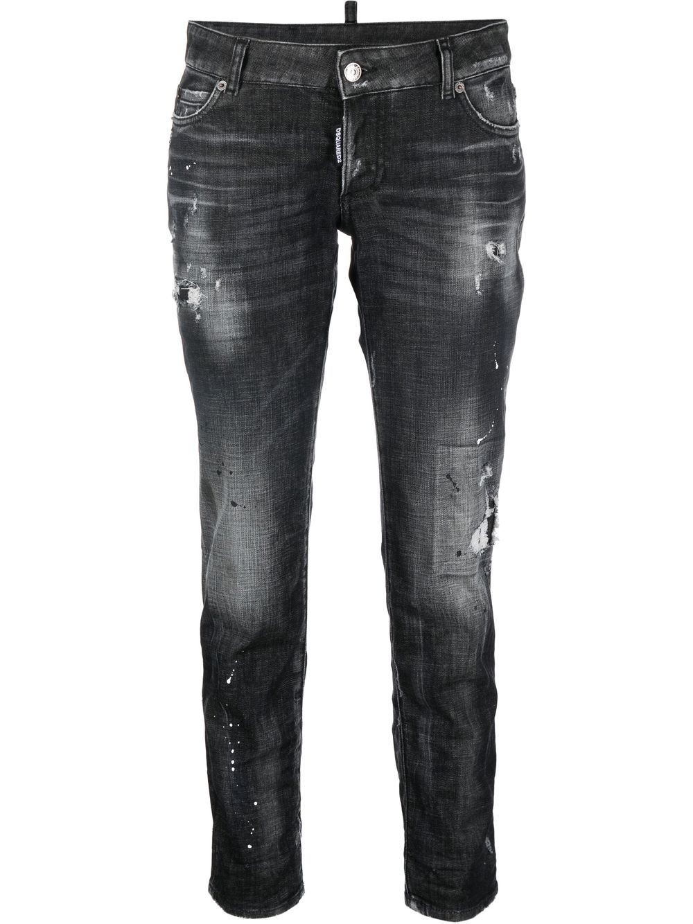 Distressed cropped jeans - Grey