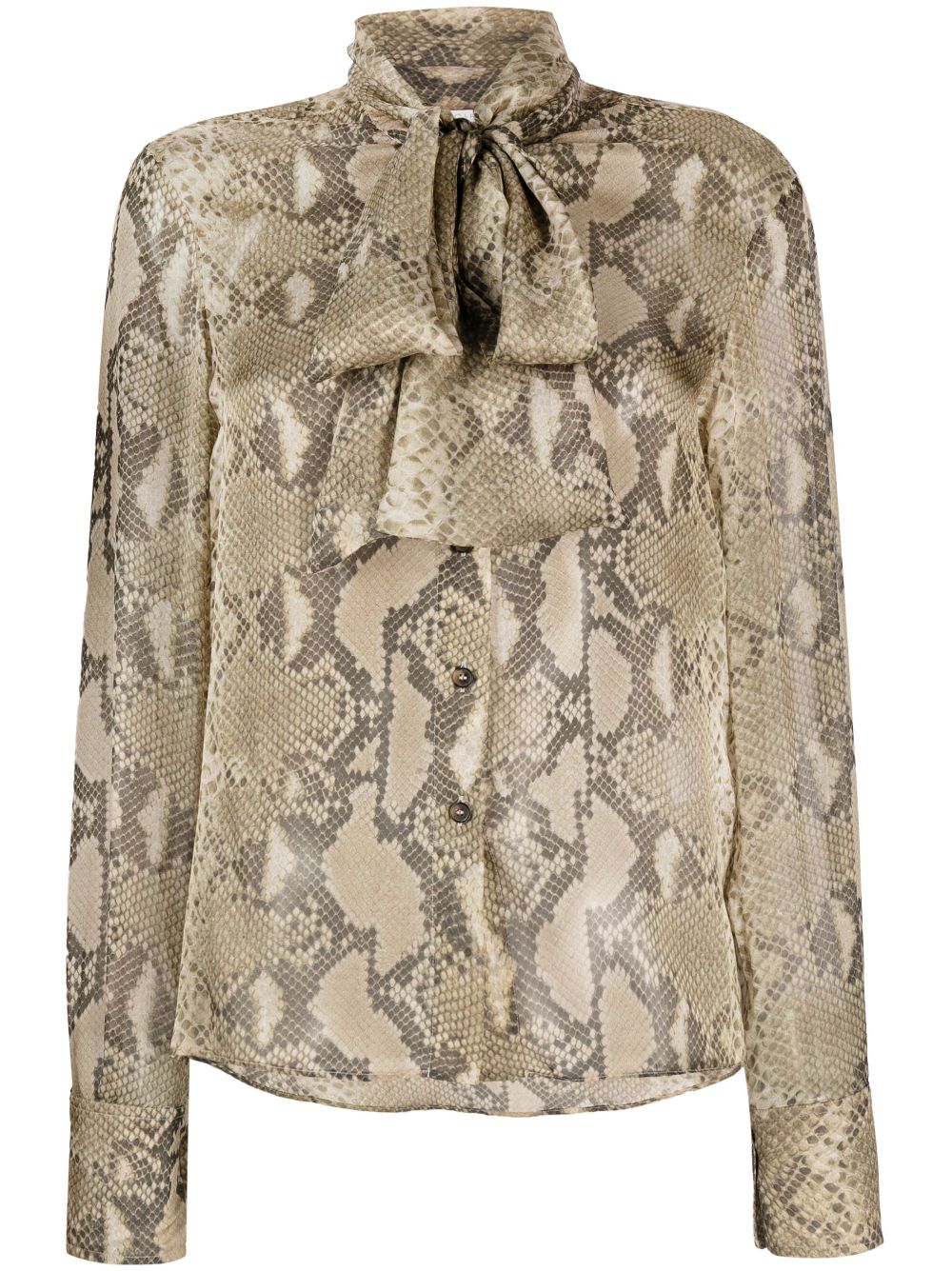 Python-print silk shirt - Grey