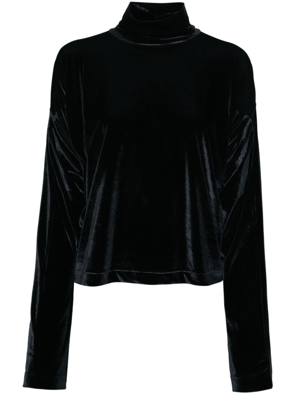 Velour high-neck top - Black