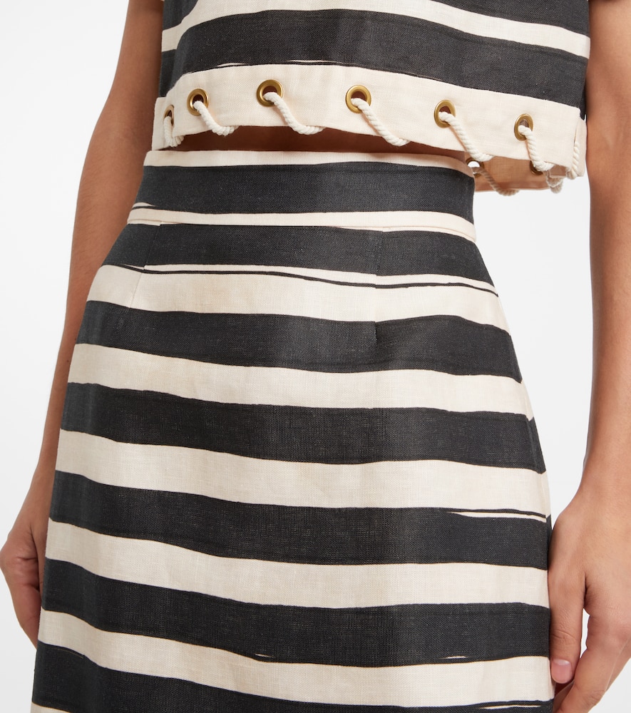 Rebellion striped linen midi skirt