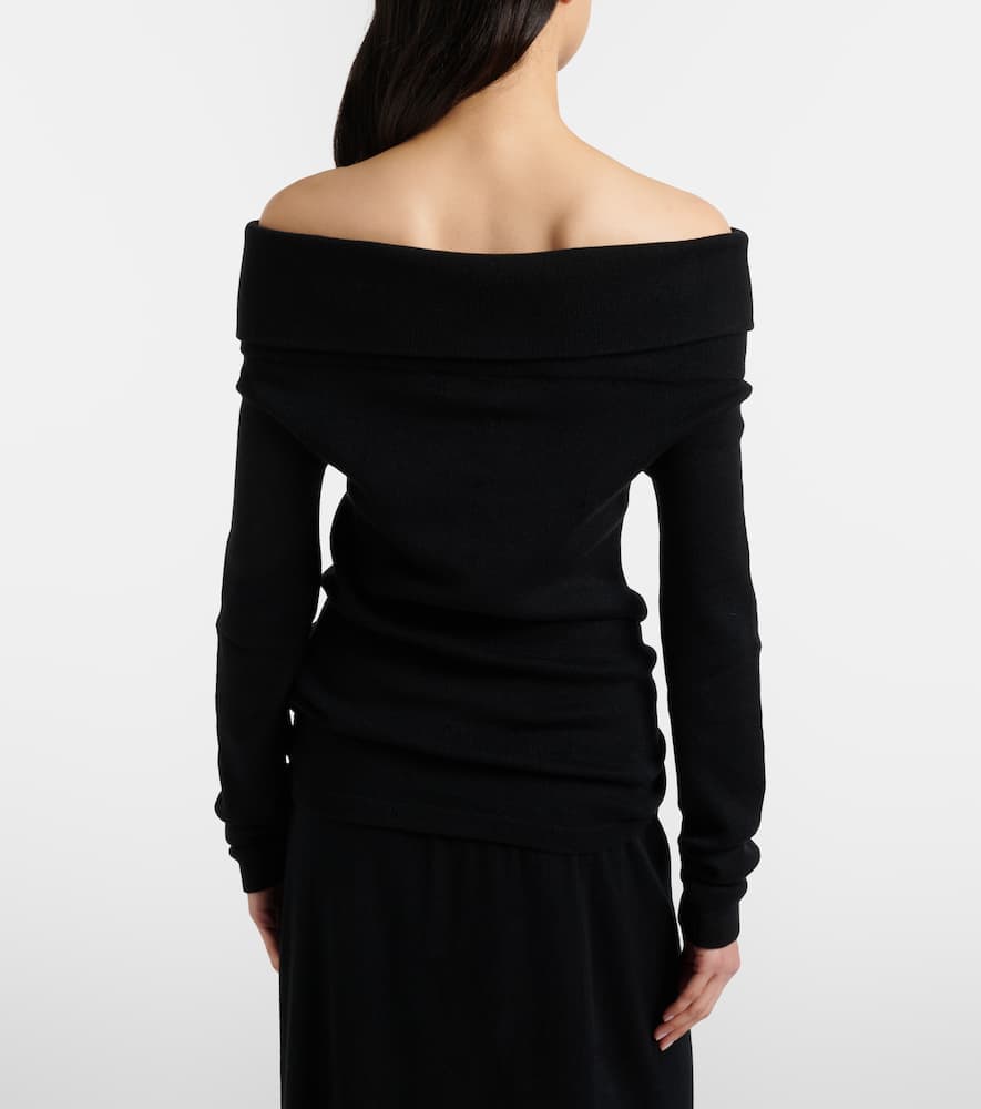 Off-shoulder cotton and cashmere top
