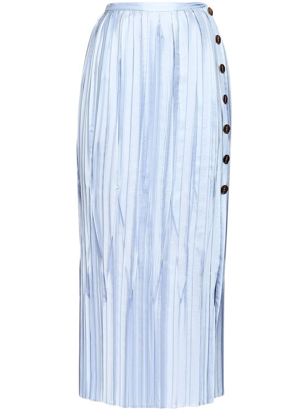 Pleated silk midi skirt - Blue