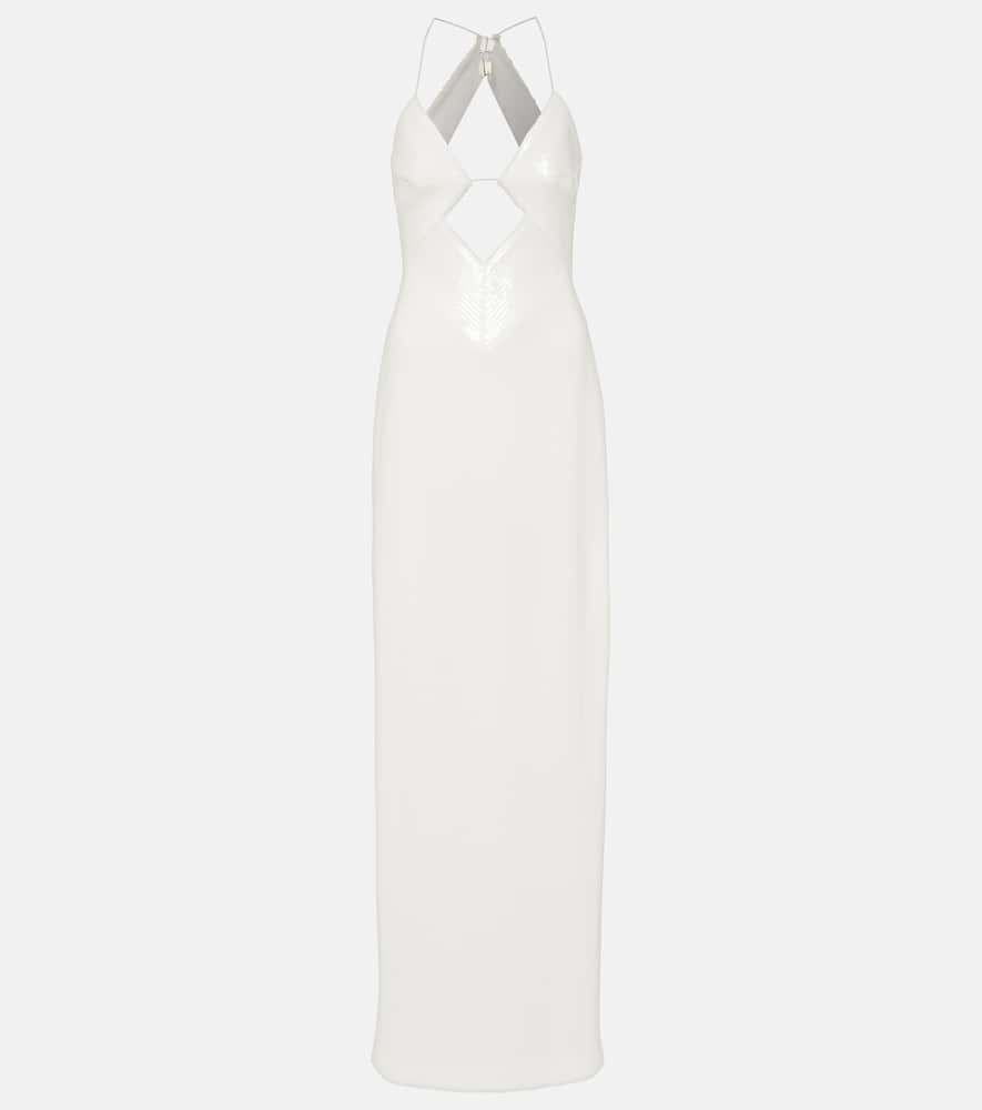 Sequined halterneck gown