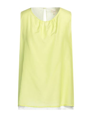 Woman Top Lime green Size 10 Cotton, Silk