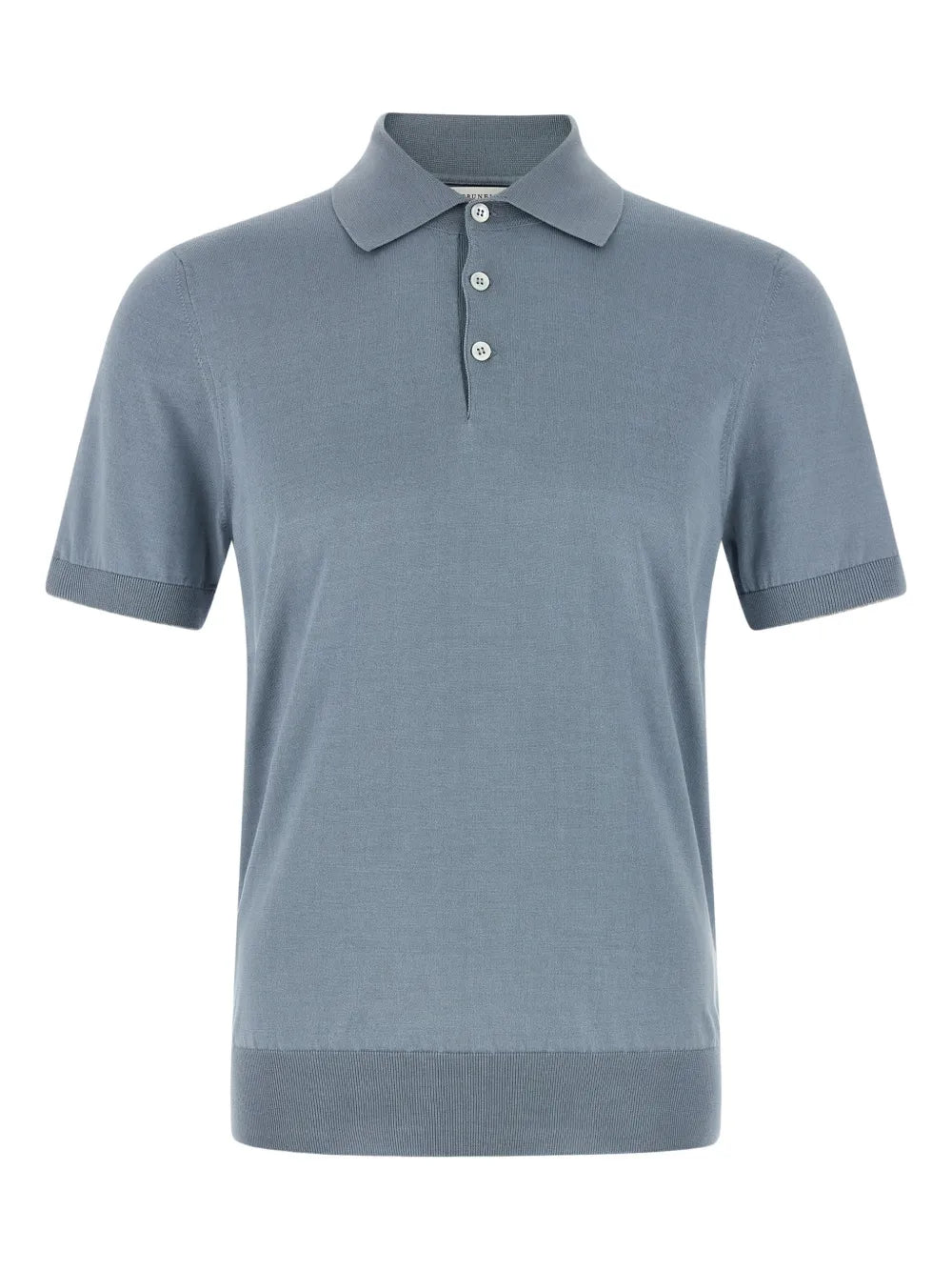Contrasting-Piping Cotton Polo Shirt — blue
