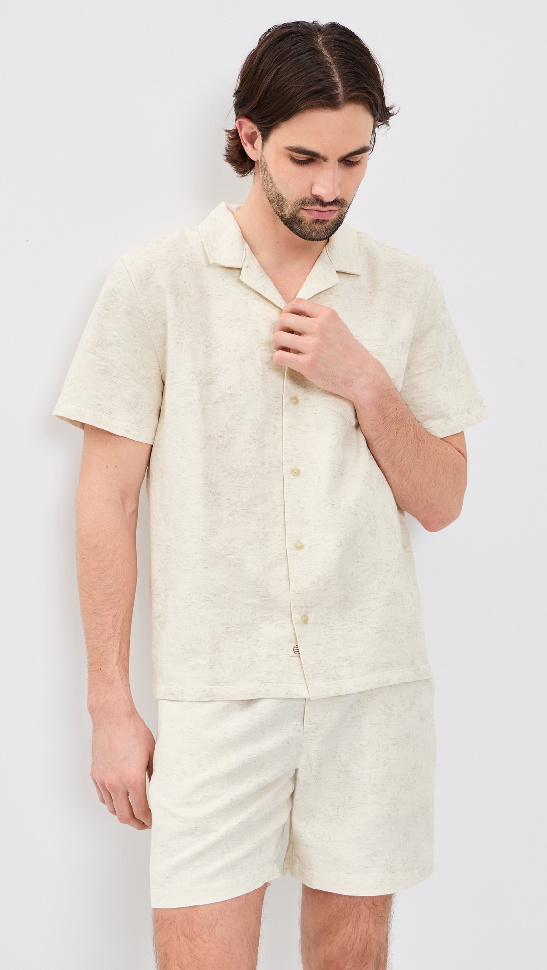 Jacquard Resort Shirt Natural/Tan