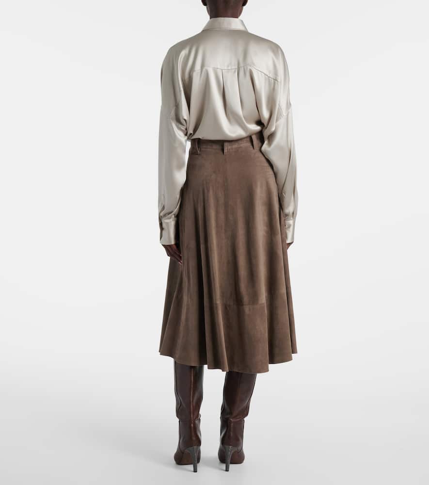 Suede midi skirt