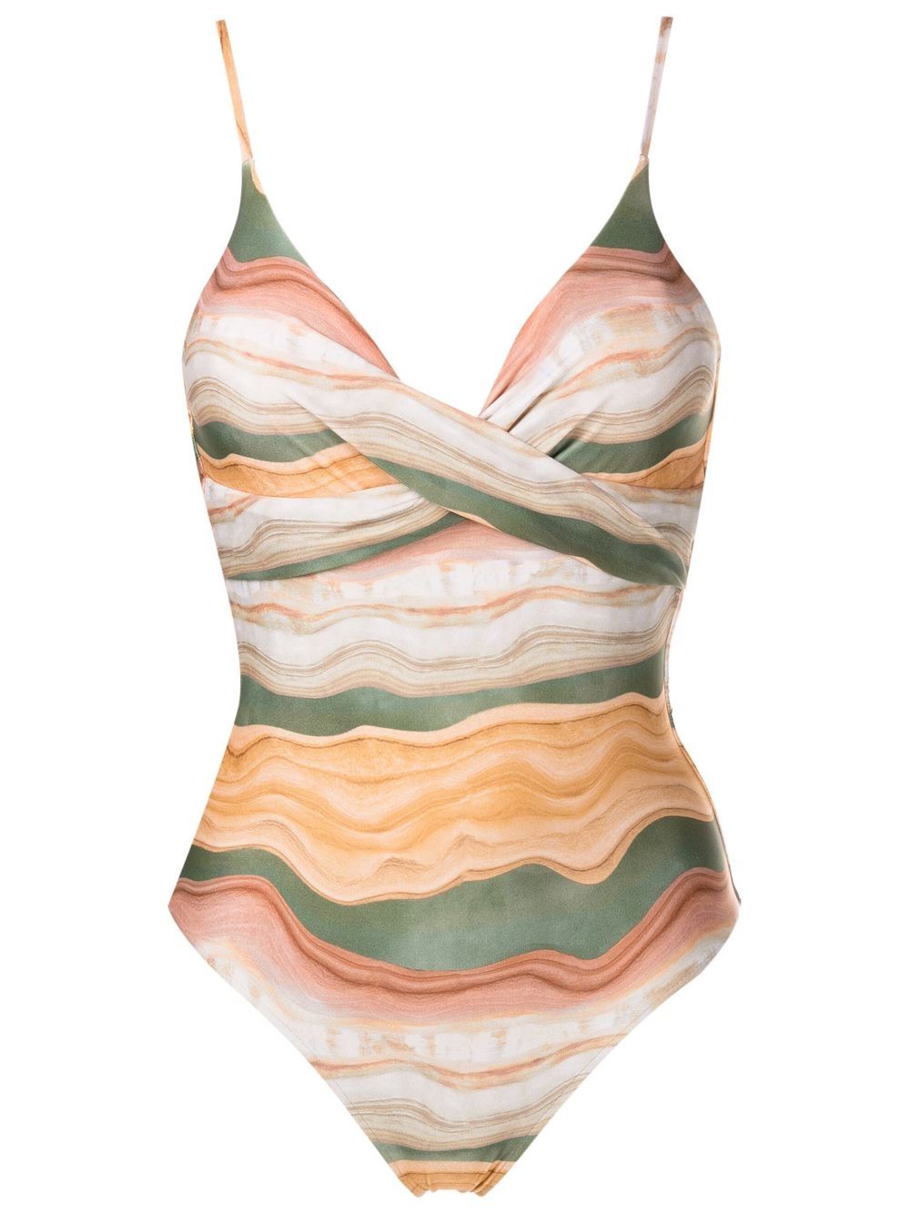 Bianca twisted-front swimsuit - Brown