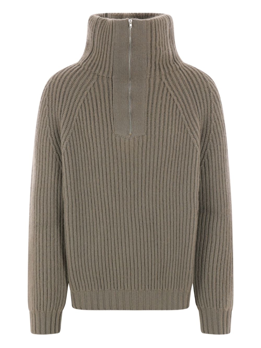 High-neck ribbed-knit sweater - Grey
