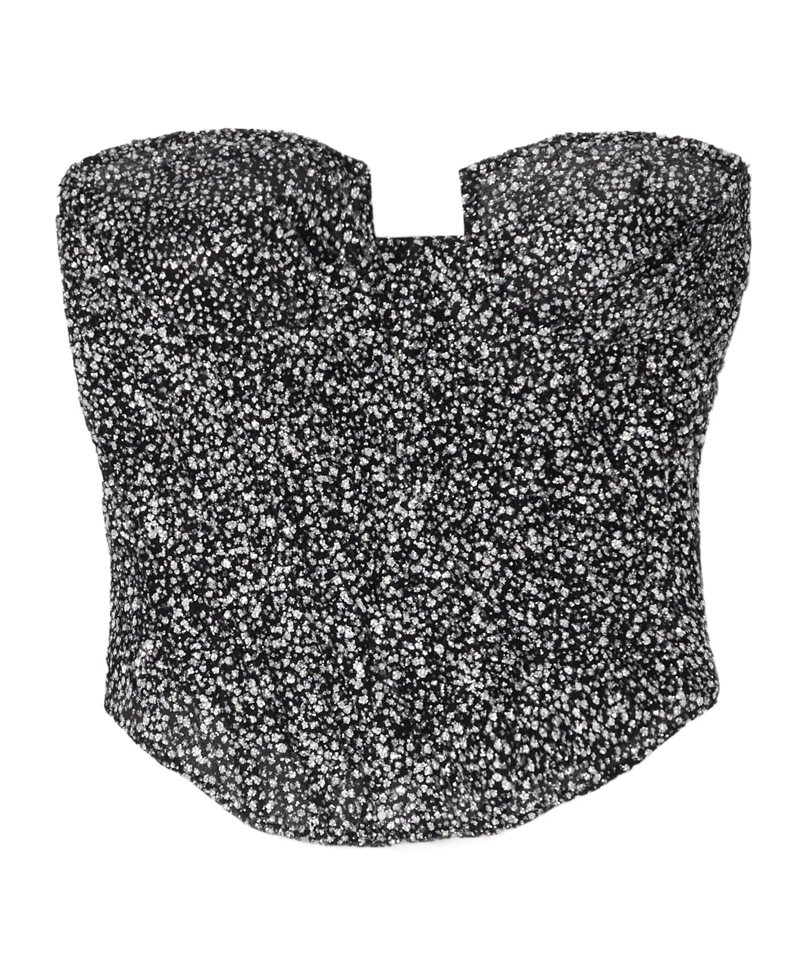 Strapless glittered tulle bustier top