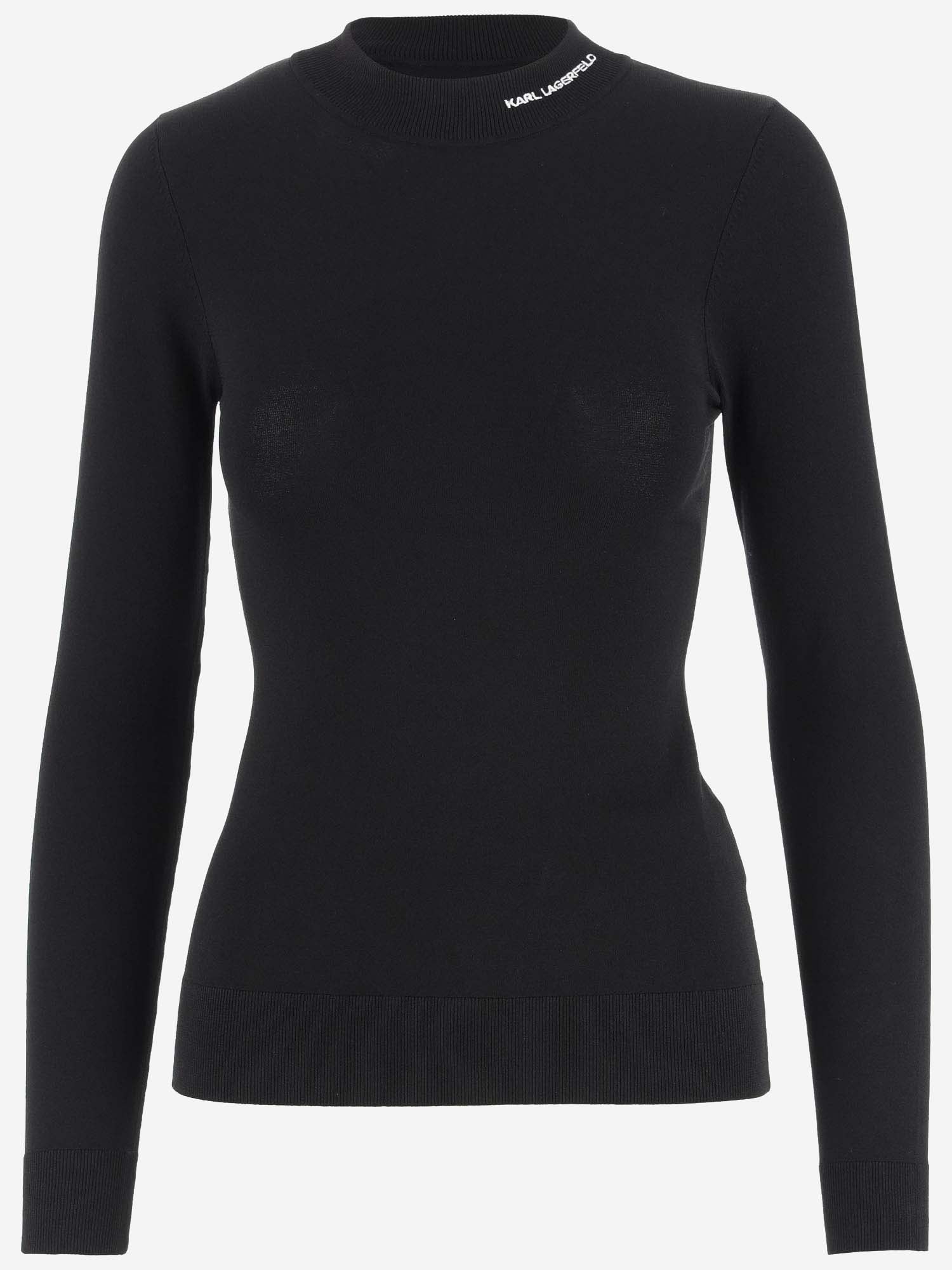 Logo-embroidered roll-neck jumper - Black