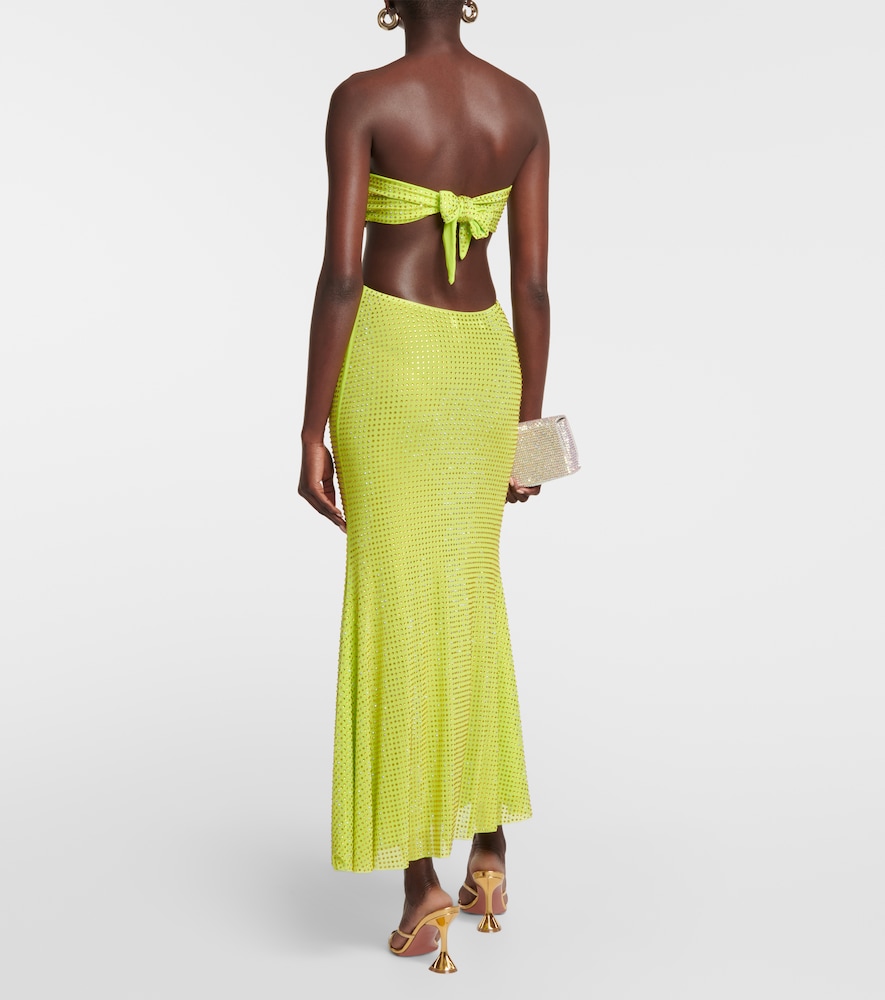 Self-Portrait Embellished mesh maxi dress