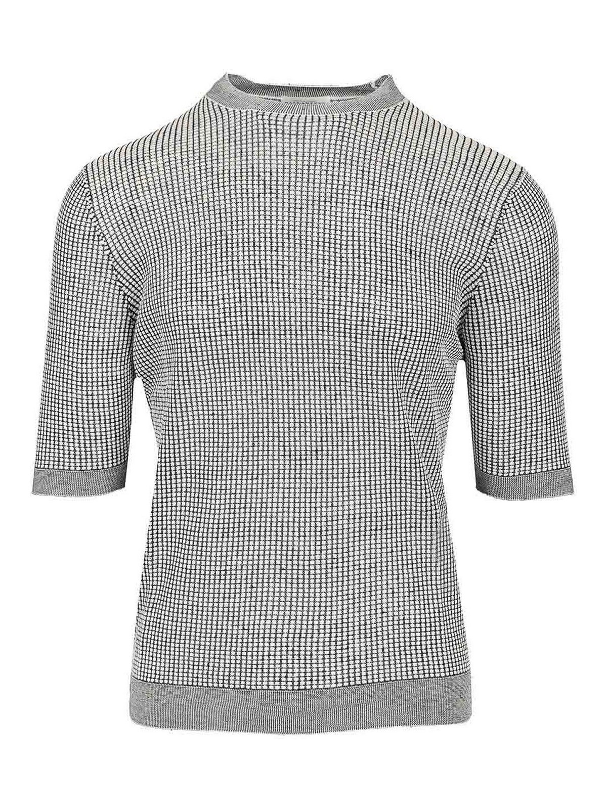 Short-Sleeved Rice Stitch Sweater