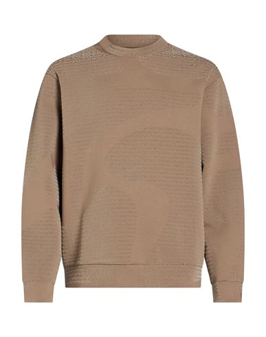 Man Sweatshirt Khaki Size XL Cotton, Polyester, Elastane
