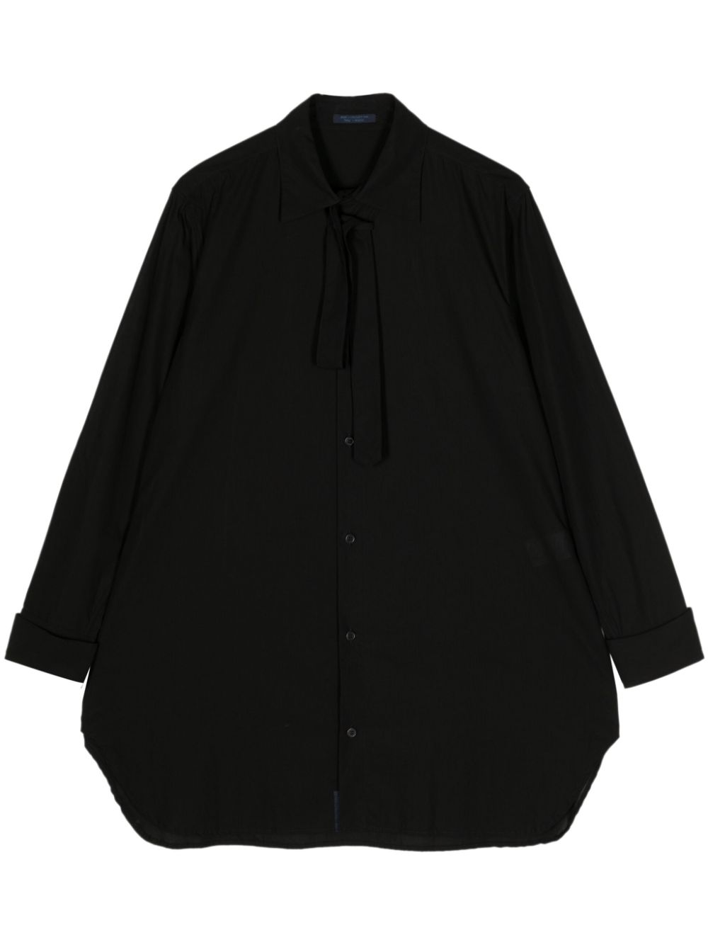 Pussy-bow cotton shirt - Black