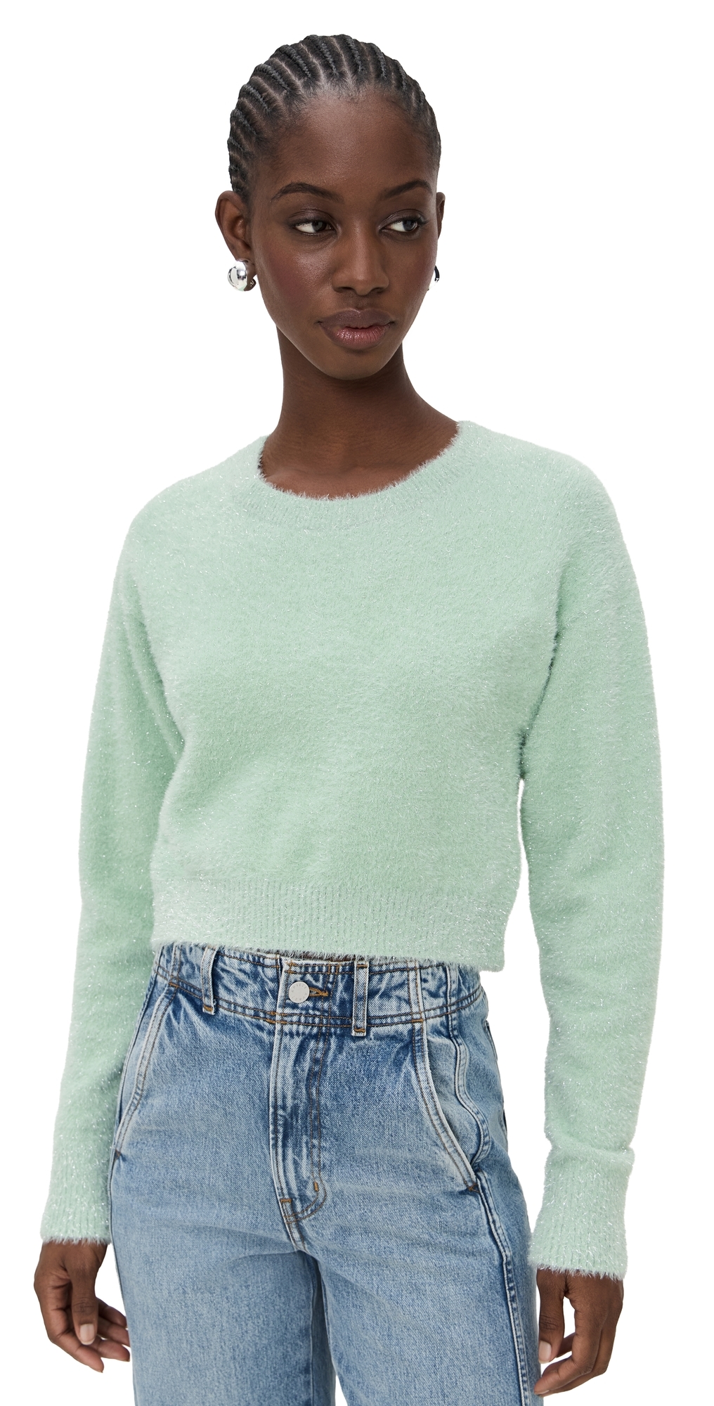 Tinsel Cropped Sweater Mint