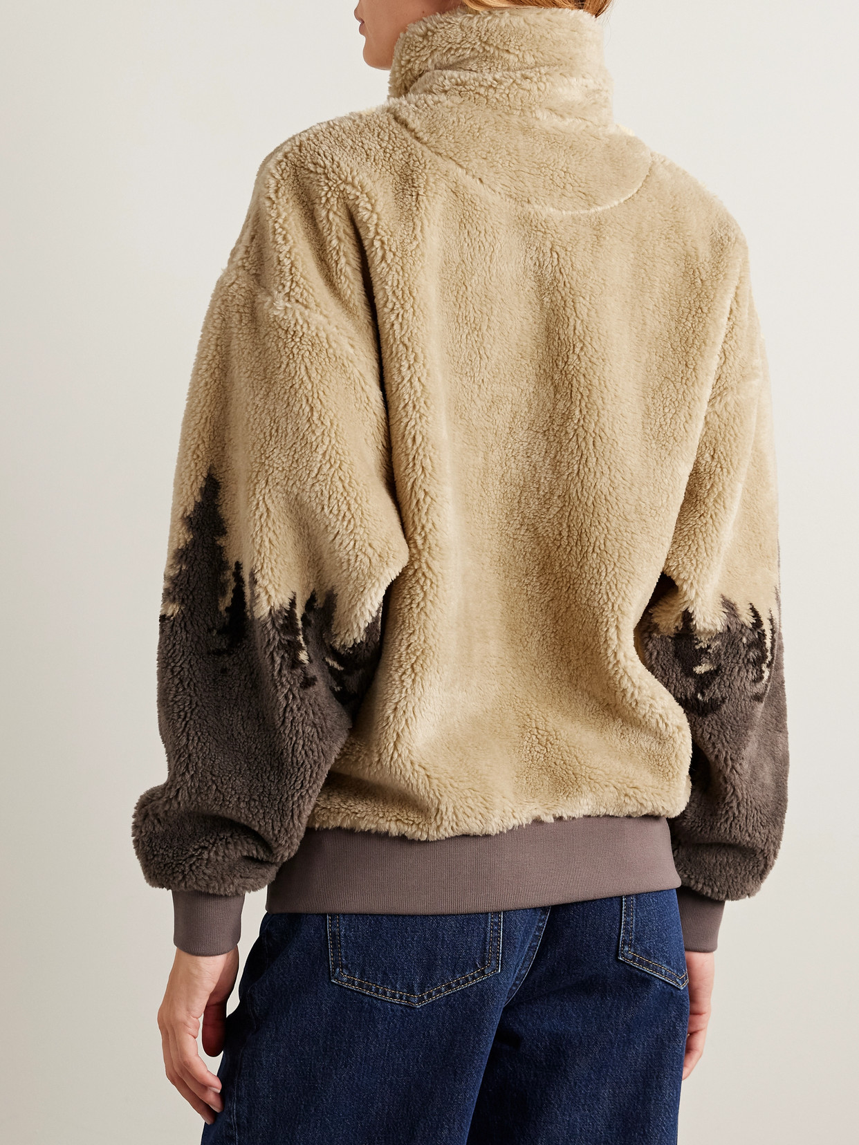 Printed Fleece Half-zip Jacket - Neutrals