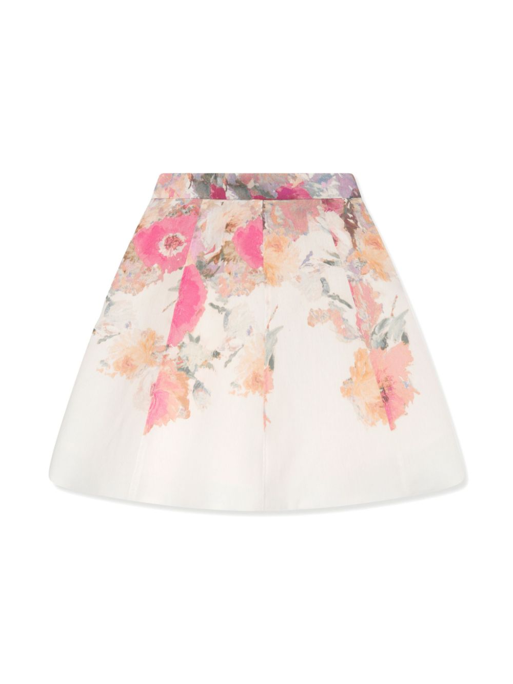 Floral-print A-line skirt - White