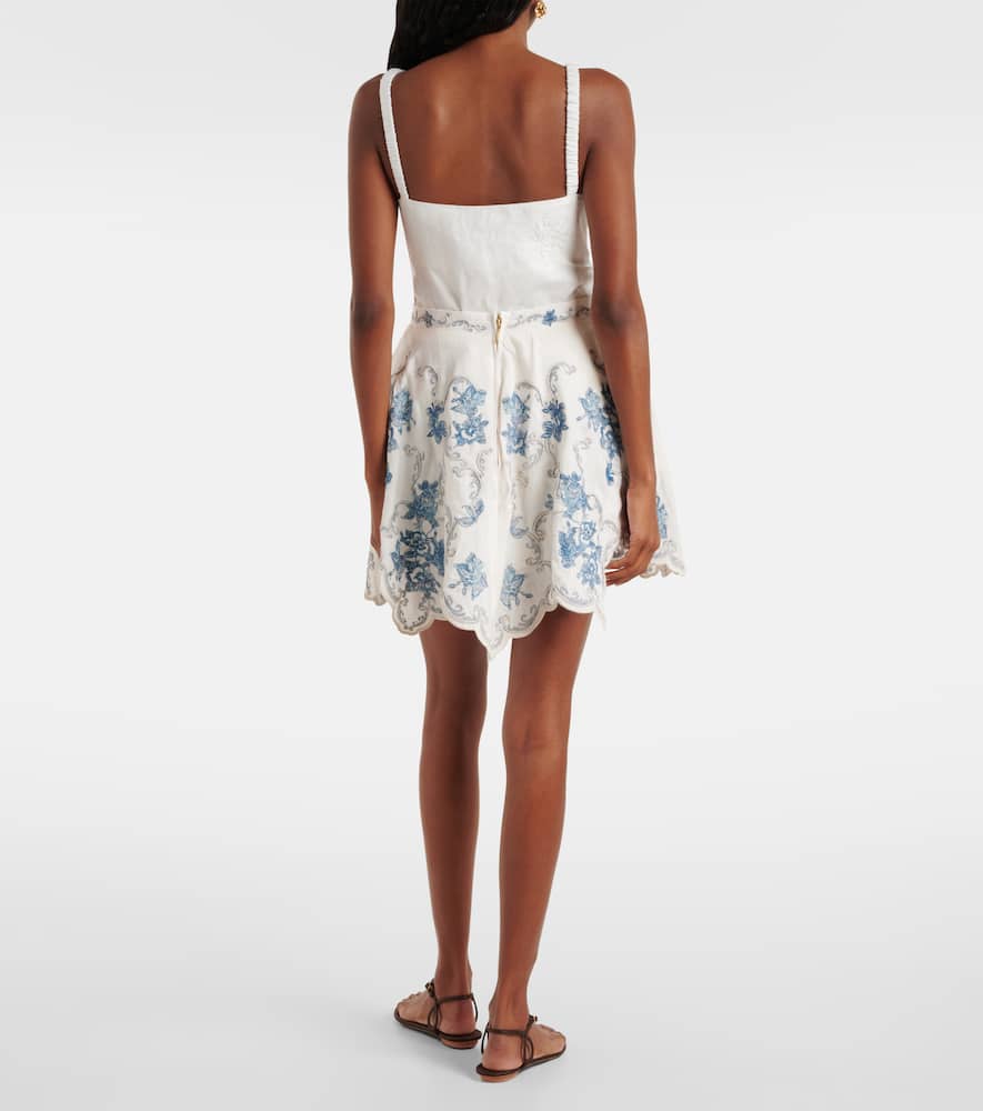 Retrato embroidered linen miniskirt