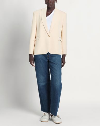 Woman Blazer Cream Size M Polyester, Elastane