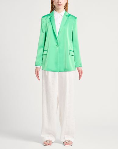 Woman Blazer Green Size 12 Polyester, Elastane