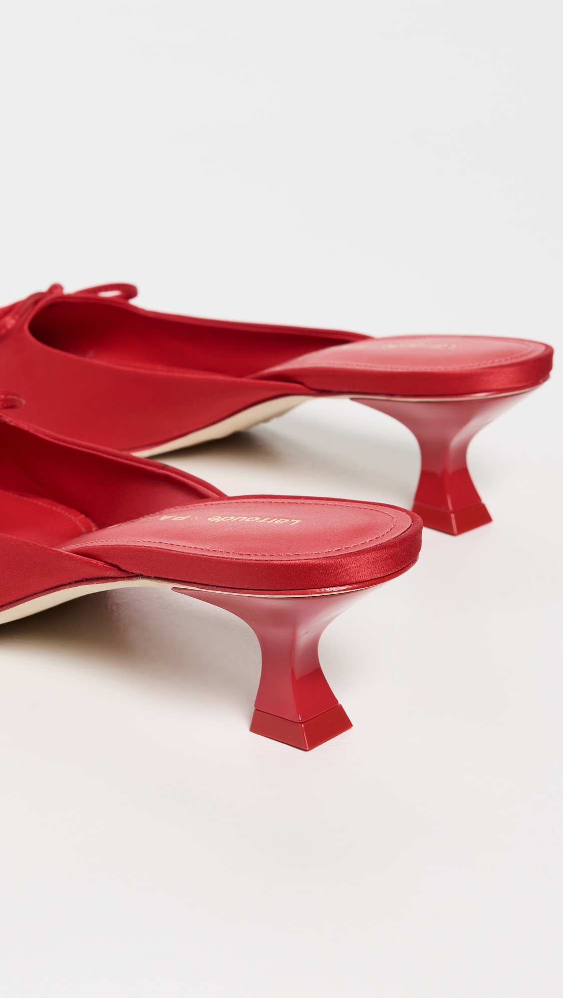 Larroude x Parke Mules Satin Cherry