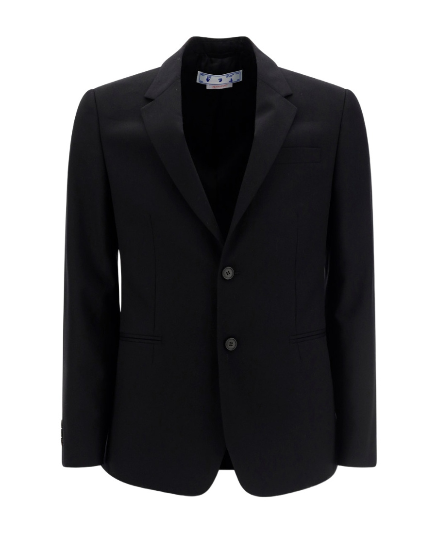 Slogan-print virgin wool blazer