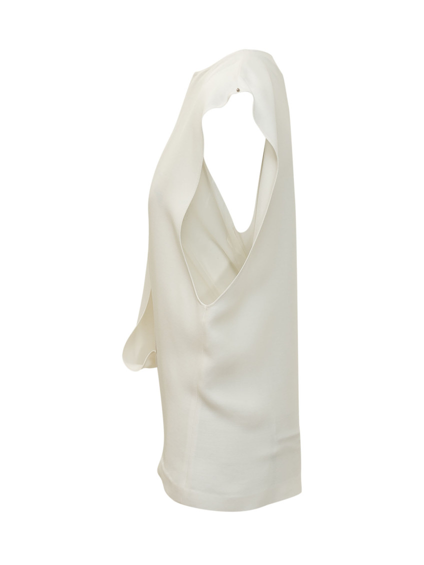 White Solid Round Neck Top