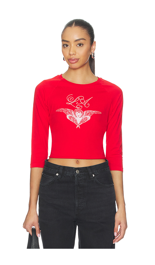 DAYDREAMER Daydreaming Raglan Tee in Red. - L also in M, S