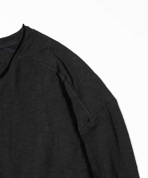 Slab Cut Divide Henley Neck Long Sleeve MSSLS001-BK