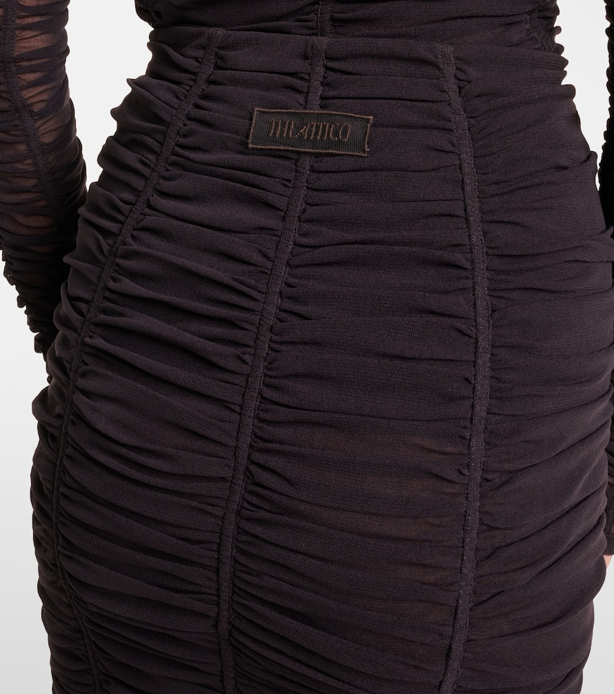 Ruched high-rise jersey miniskirt