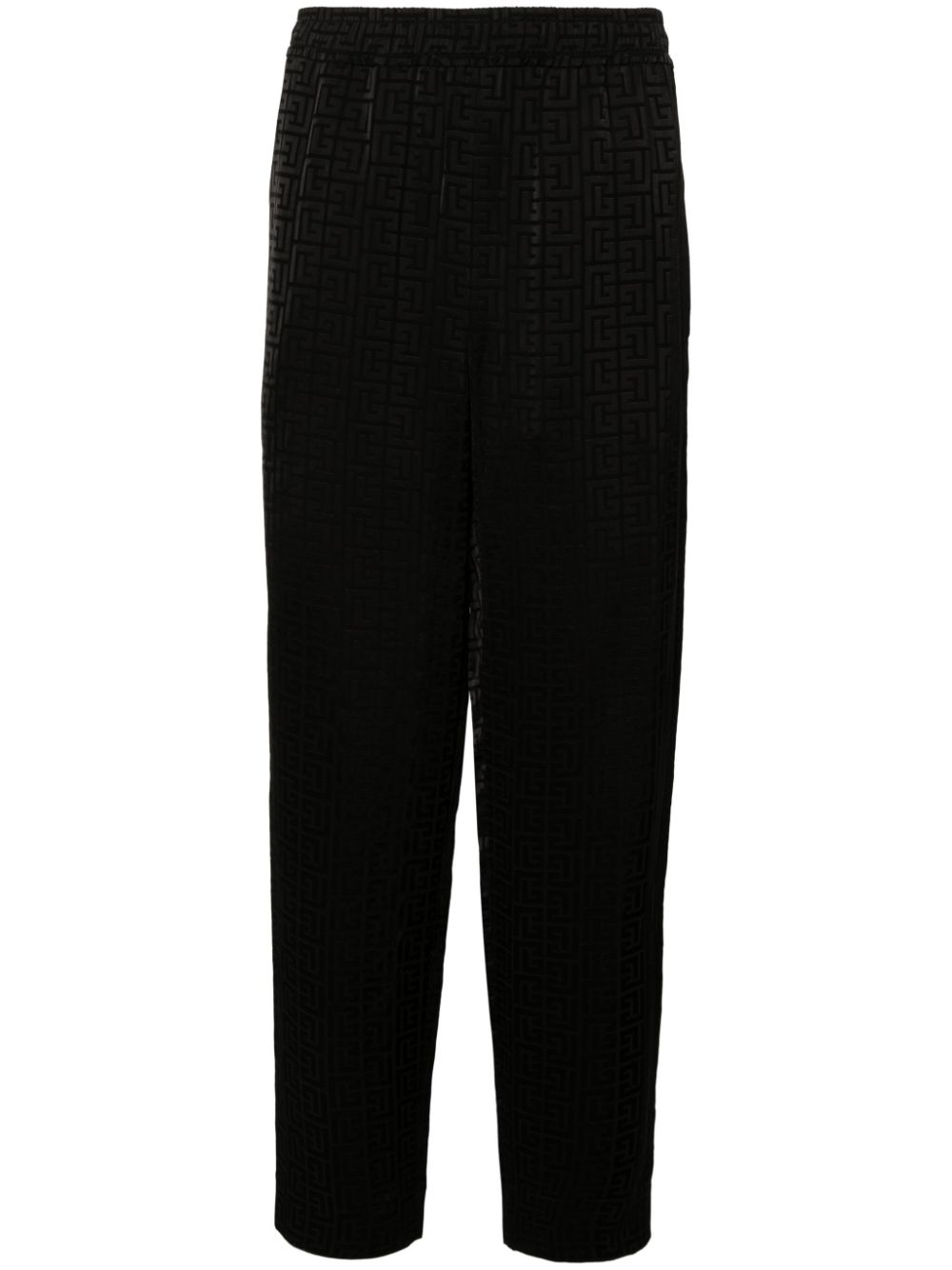 Monogram-jacquard satin trousers - Black