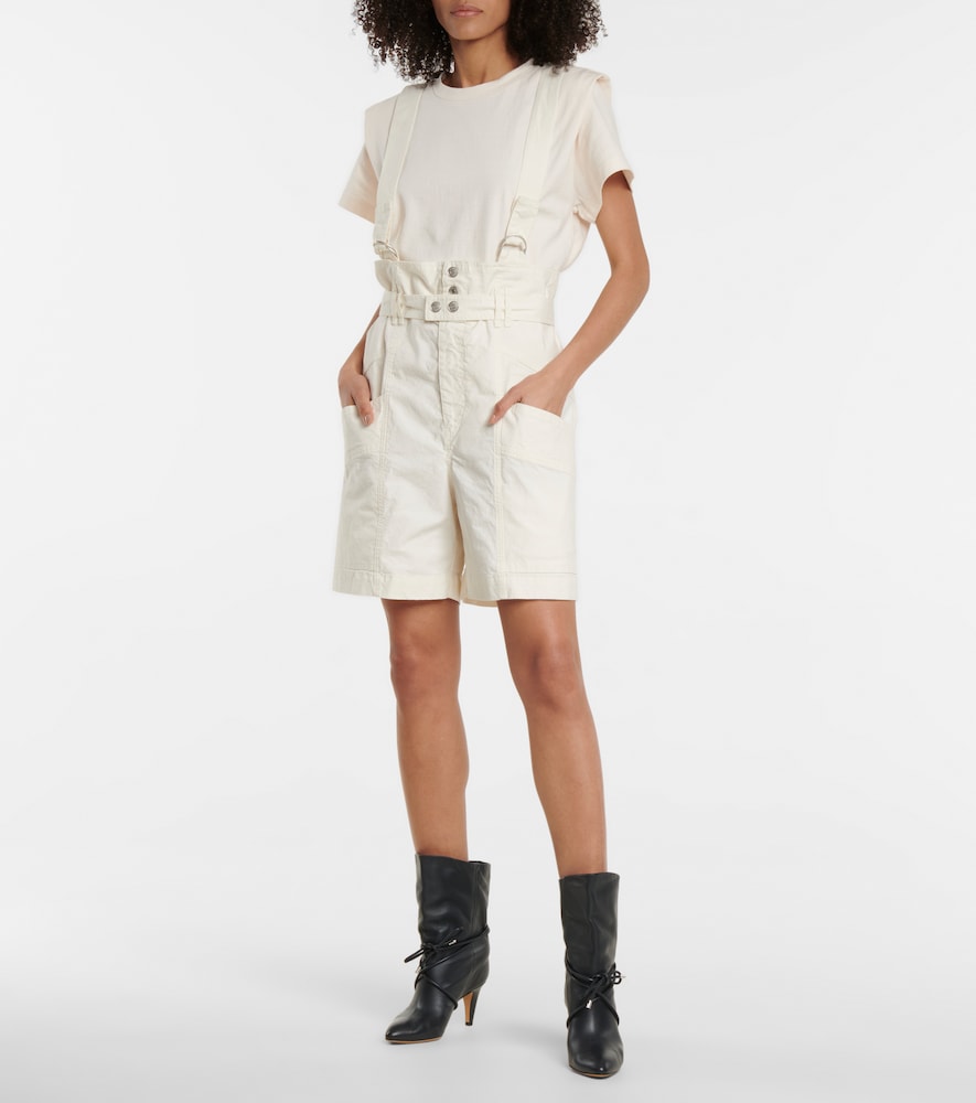 Isabel Marant Effie linen and cotton suspender shorts
