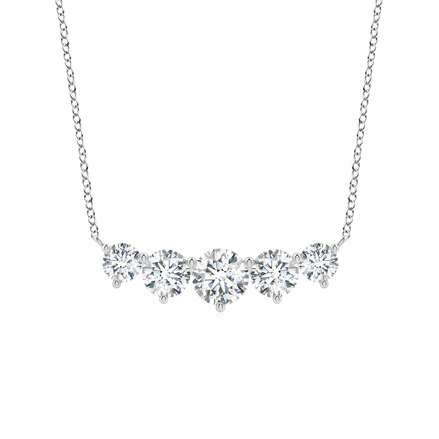 Angara 1.0 Carat Graduated Five Stone Round Lab-Grown Diamond Necklace in 18K White Gold