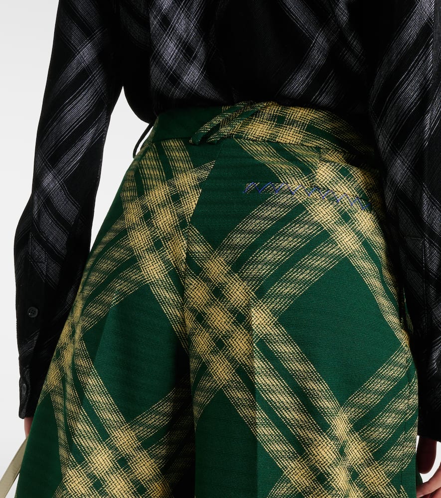 Checked high-rise wool straight pants