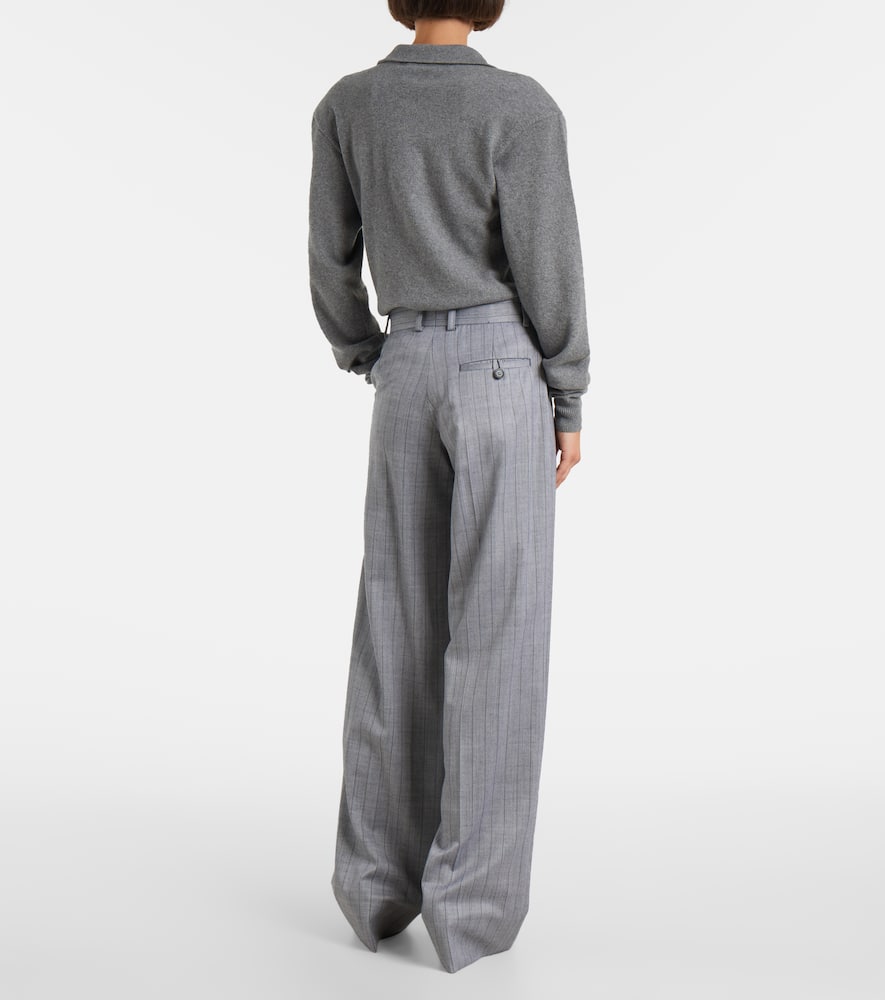 Striped wool wide-leg pants