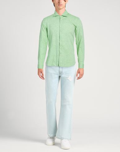 Man Shirt Green Size 15 ½ Linen, Cotton