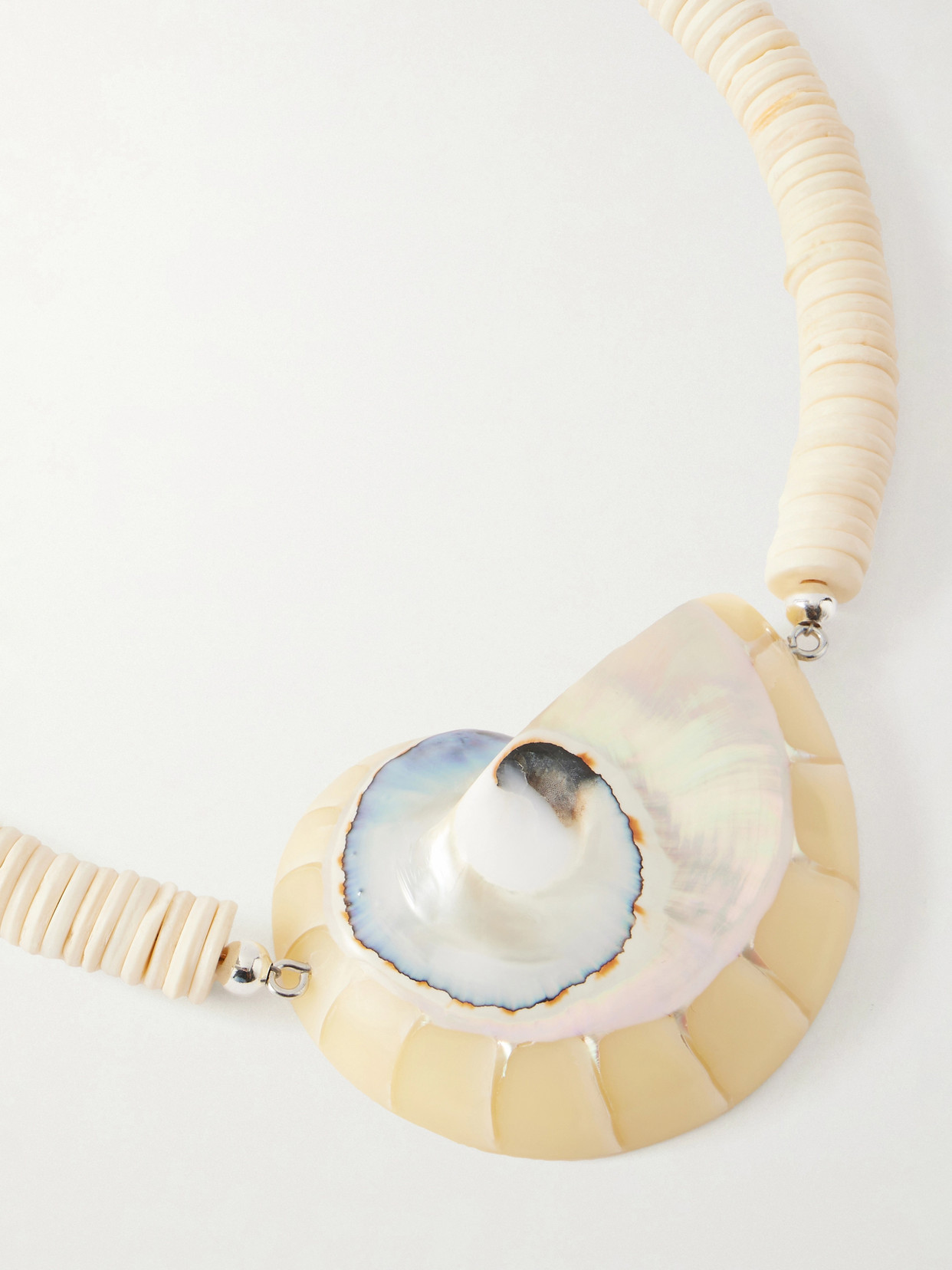 Odessa Silver-tone Shell Beaded Necklace - Ivory