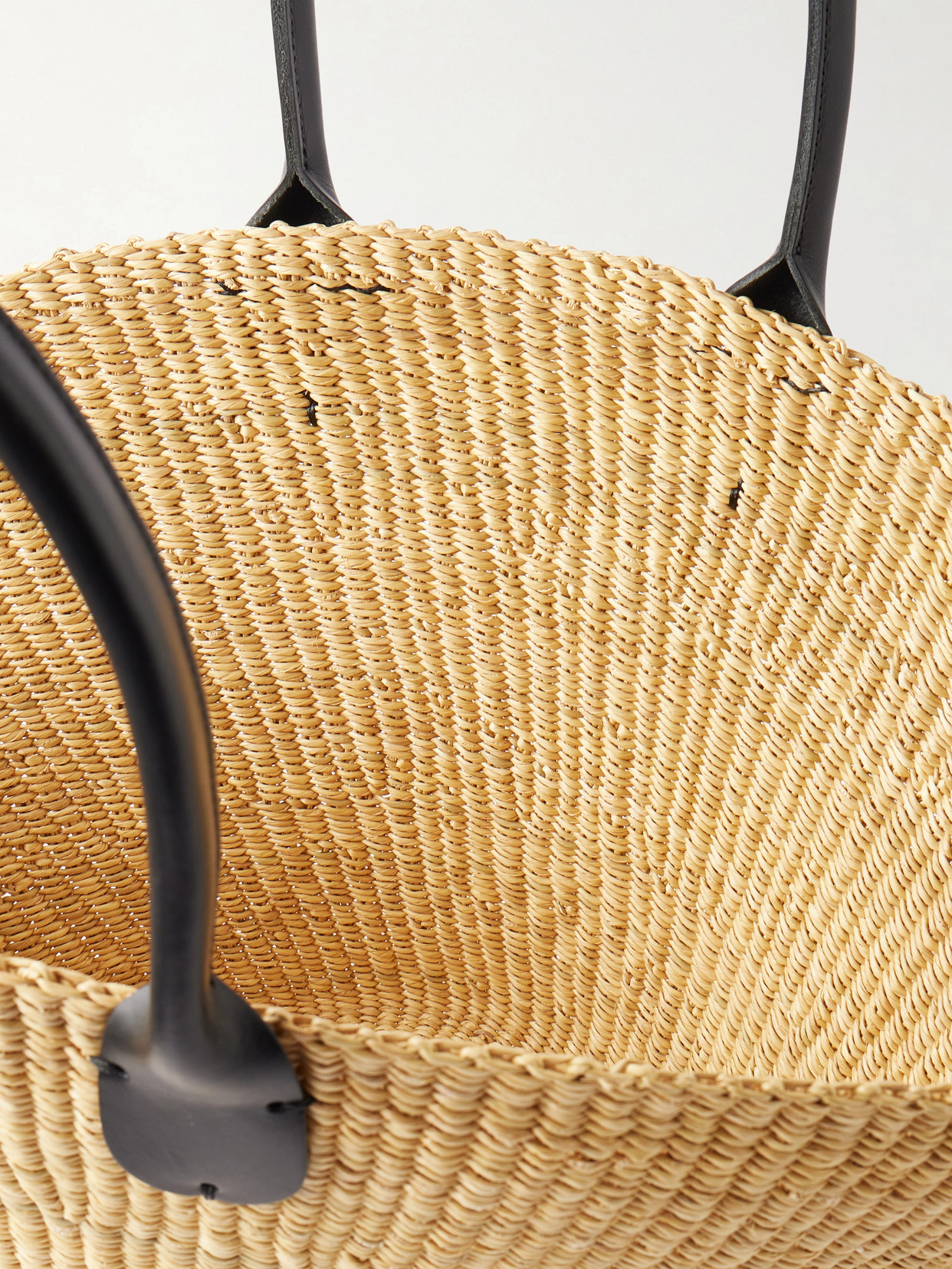 Sophia Leather-trimmed Raffia Tote - Neutral