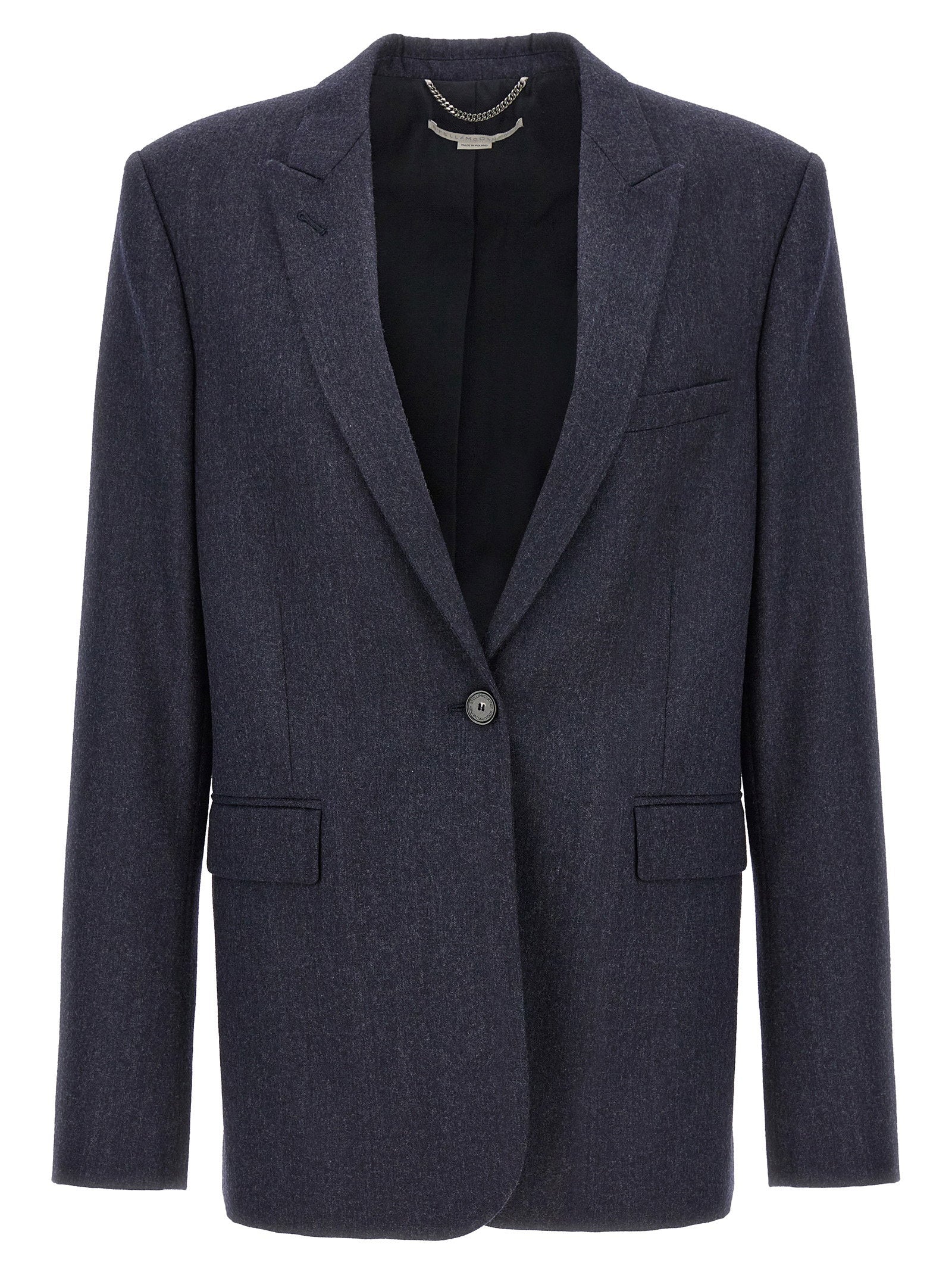 Single-Breasted Wool Blazer — Charcoal