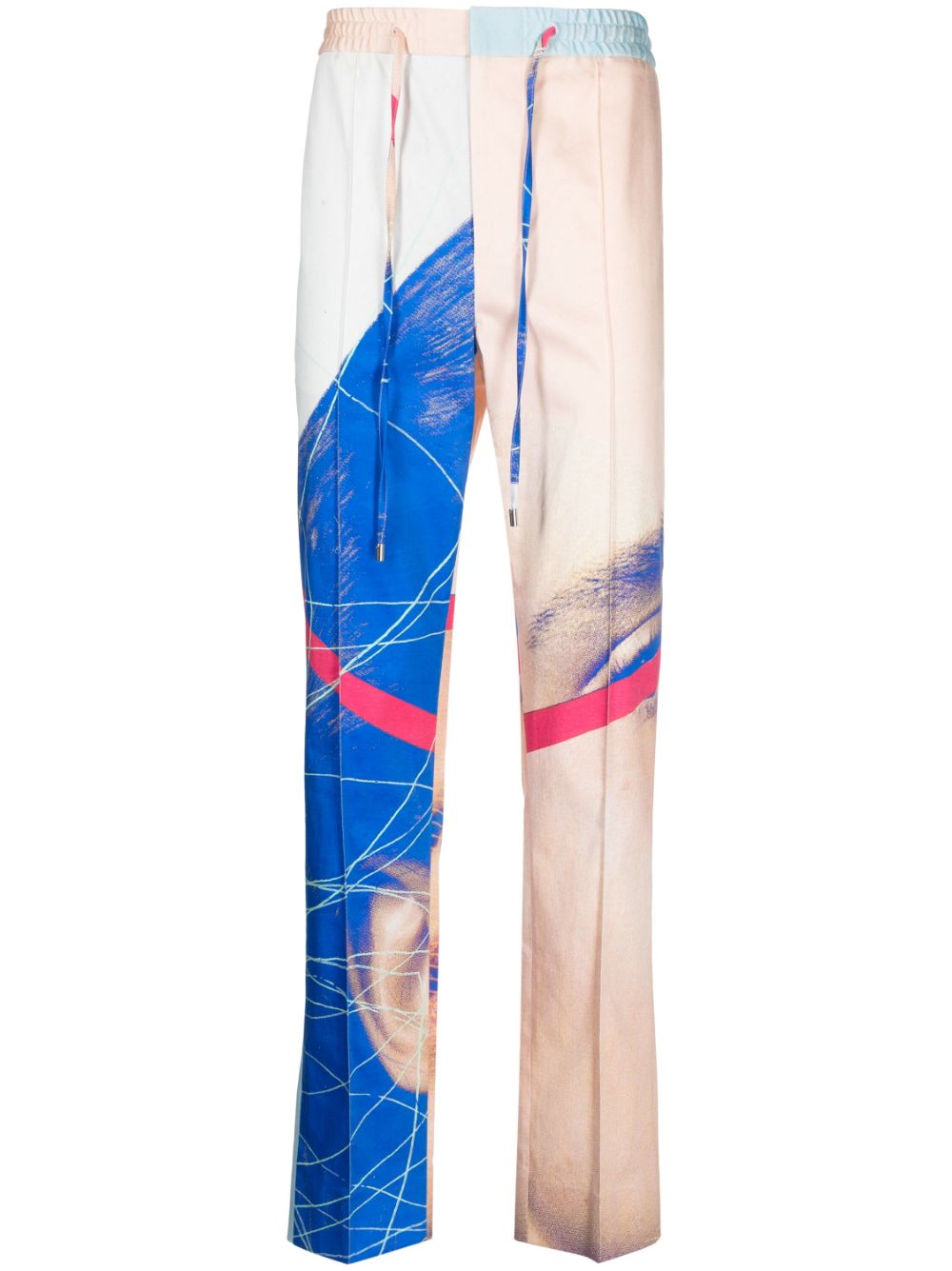 Painterly-print straight-leg trousers - Multicolour