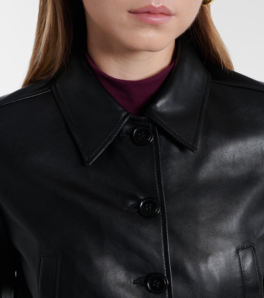 Sleek Statement cropped leather blouson jacket