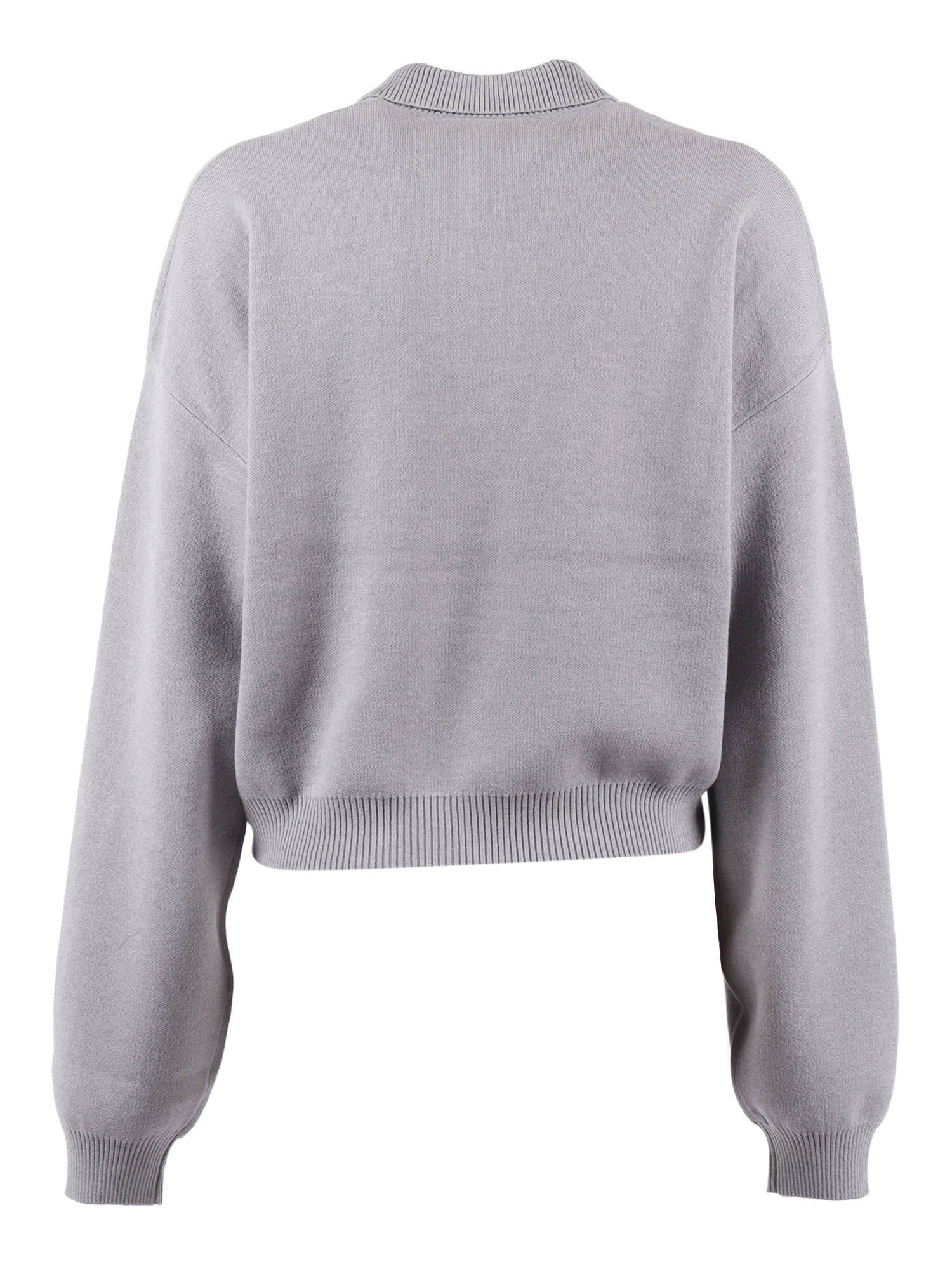 Rotate Slinky Knit Polo Alloy Light Gray Regular Fit