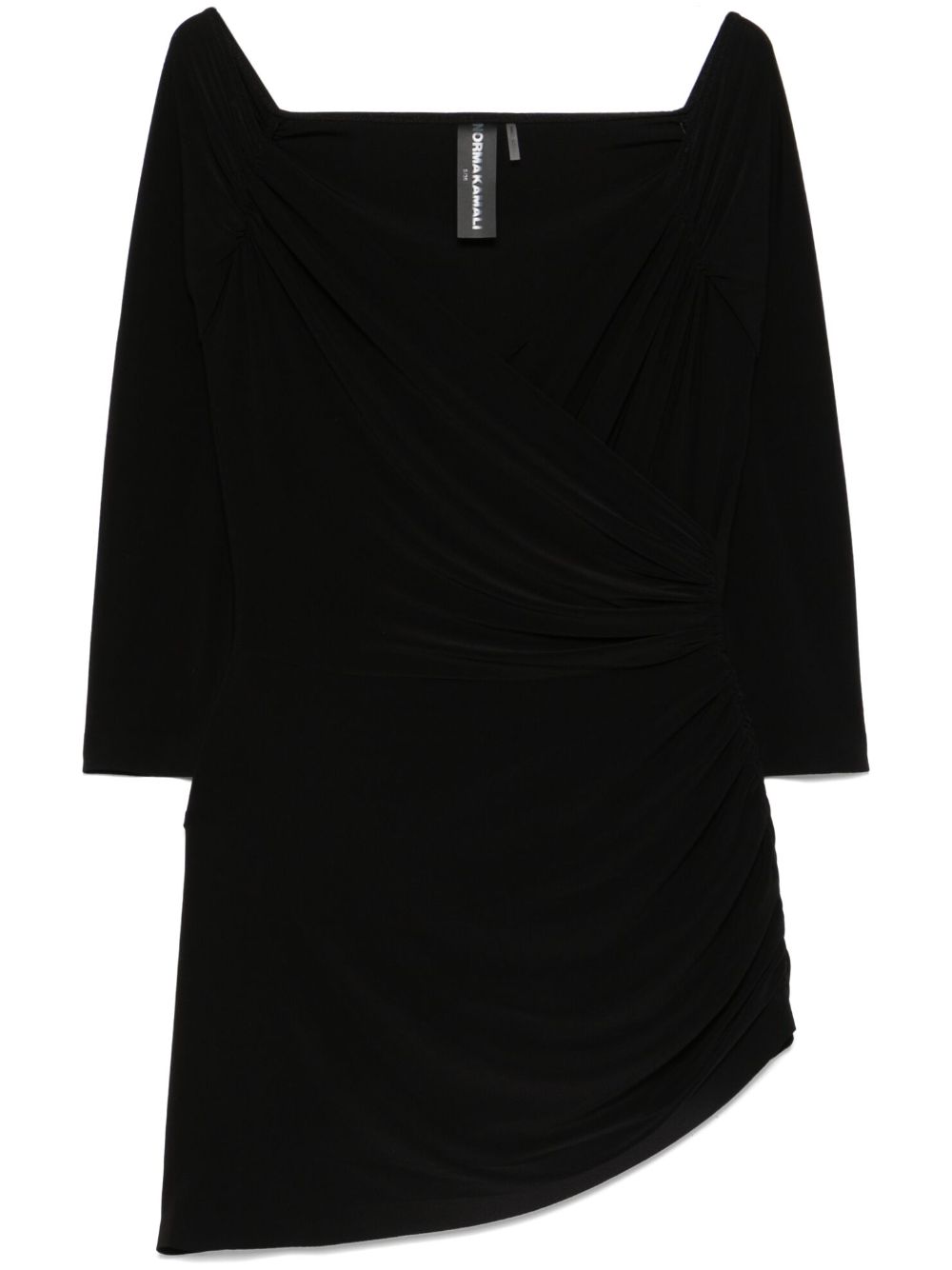 Draped off-shoulder mini dress - Black