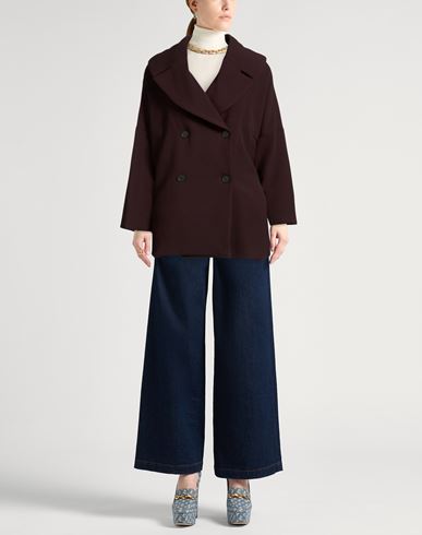 Woman Coat Dark brown Size 6 Polyester, Viscose, Elastane
