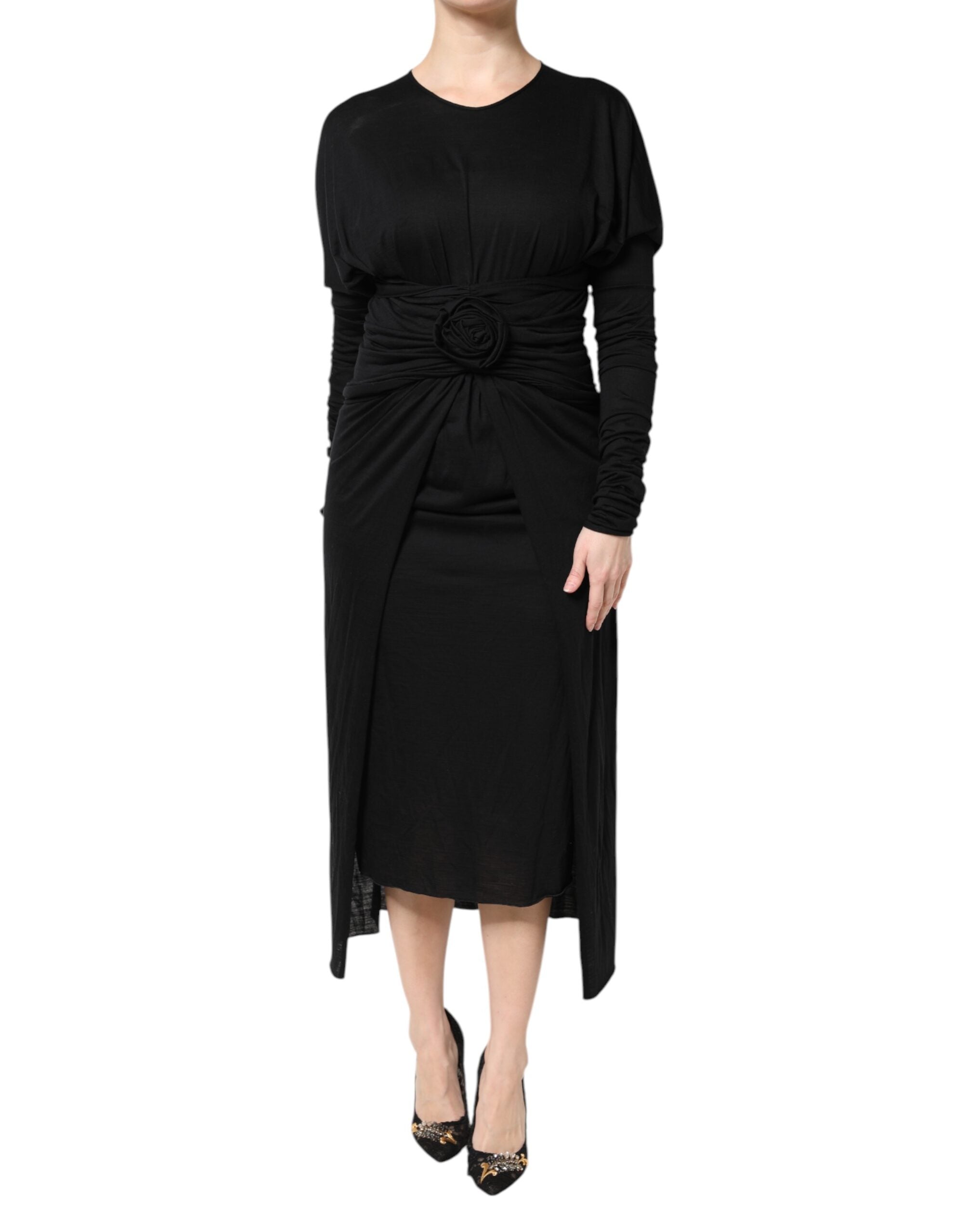 Wool Sheath Dress — Black