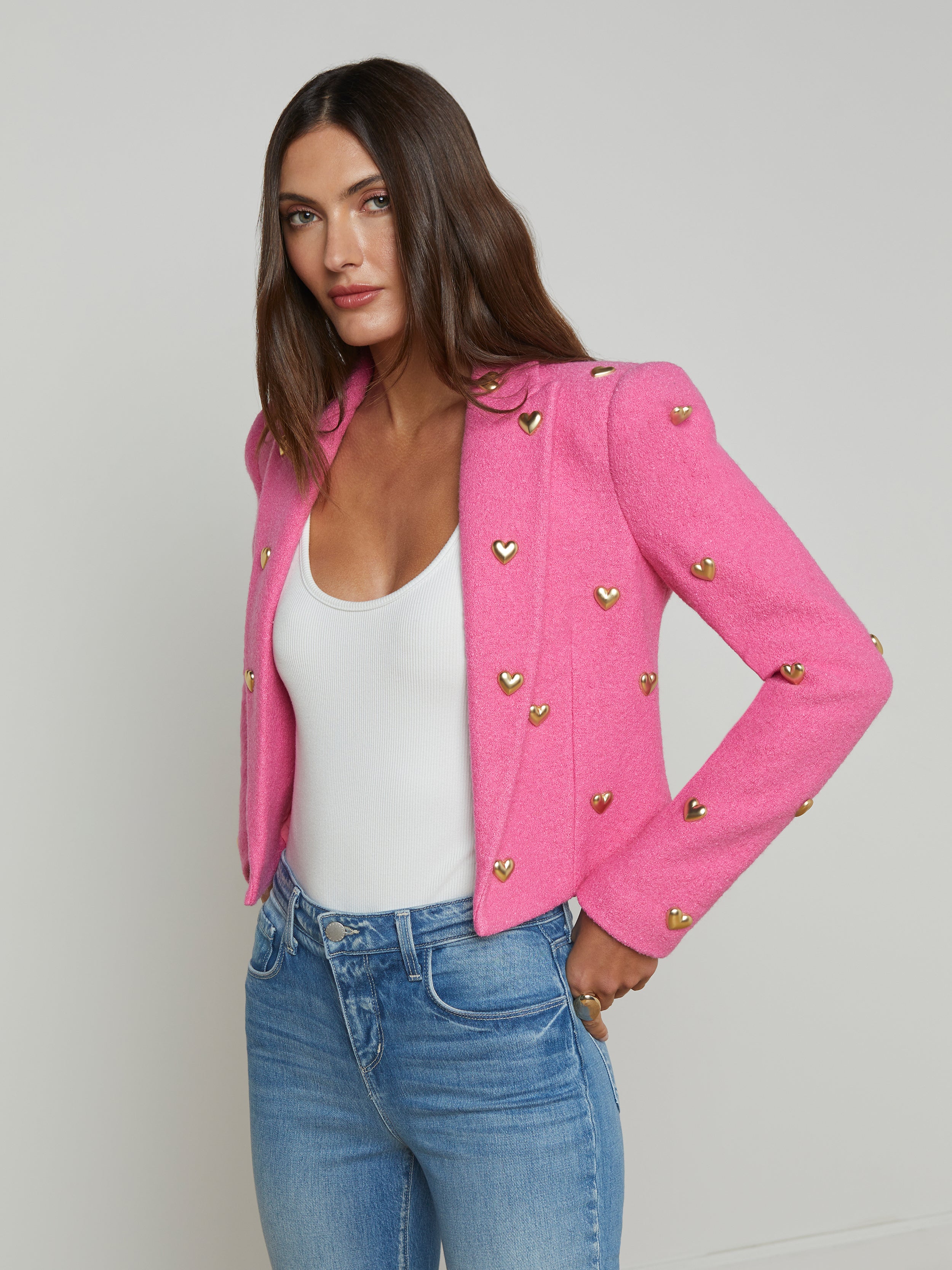 Jen Blazer In Pink/Gold