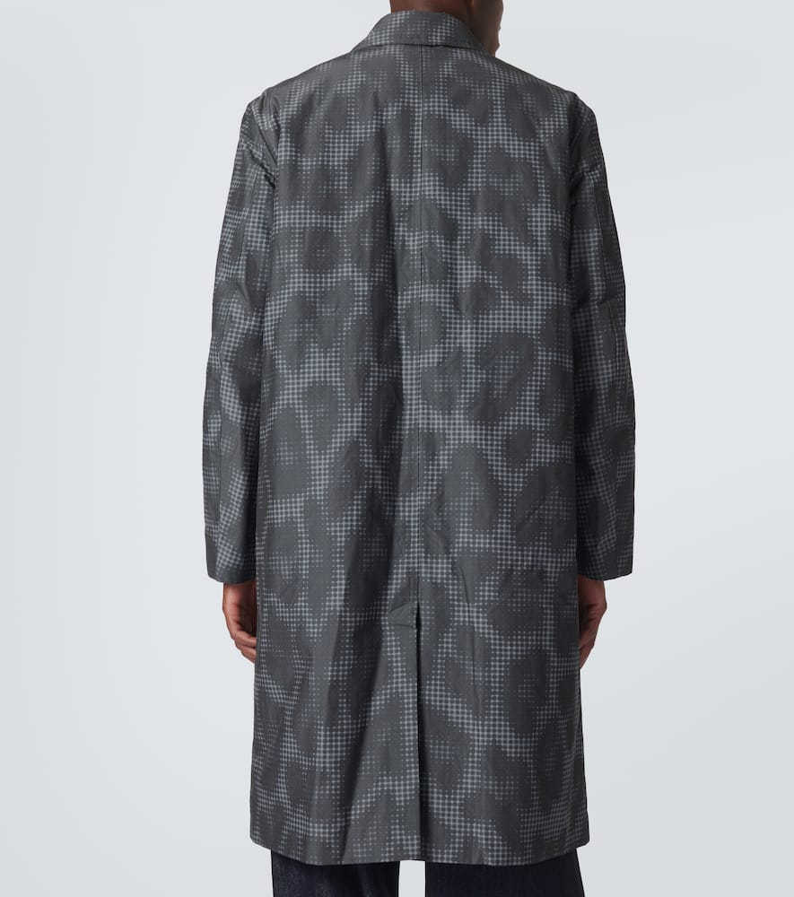 Leopard-print checked car coat