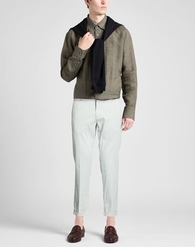 Man Pants Sky blue Size 33 Linen, Cotton, Elastane
